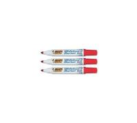 Bic - Velleda - Marqueur Effaçable À Sec Pour Tableau Blanc - Pointe Biseau - Encre À Base D'alcool Rouge - Lot De 12