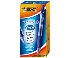 Bic Vélocity Gel Stylo À Bille Encre Gel Pointe Moyenne Bleu Lot De 12