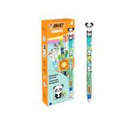 BIC Vibbies Stylos gel effaçables, avec capuchons mignons en forme d’animaux - Encre bleue, lot de 6
