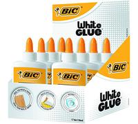 BIC White Glue Colle Liquide, Idéal pour Bois et Papier, Application Précise, Lavable,118 ml, Boîte de 8