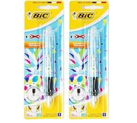 BIC Xpen Stylo-Plume Rechargeable Encre Bleue - Décor Rose, Blister de 1 + 1 petite Cartouche d'Encre Bleue (Lot de 2)