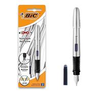 BIC - Stylo-plume Xpen rechargeable, fourni avec cartouche d'encre bleue, corps chromé - Blister 1
