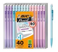 BIC Xtra-Smooth Lot de 40 porte-mines pastel avec gommes, pointe moyenne (0,7 mm), pour fournitures scolaires ou de bureau