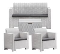 BICA Set Nebraska 2, Salon 4 places, Blanc, Finition Rotin