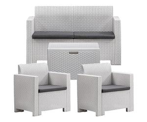 BICA Set Nebraska 2, Salon 4 places, Blanc, Finition Rotin