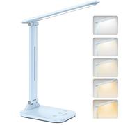 BICKON Lampe de Bureau LED - Doux pour les Yeux,Lampe Tactile avec Minuterie & Mémoire,5 Modes d'éclairage & Luminosité Réglable,Longue Durée,pour Enfants, Étude,Travail de Bureau [Bleu]