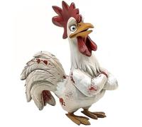 Bicuzat Statue Amusante de Coq Blanc en résine, Sculpture d'art de Table Amusante, Figurine de Coq Amusante, décoration de Table Rustique, Animal de Ferme, décoration de comptoir de Cuisine, 15,2 cm
