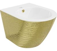 Bidet suspendu Mexen Lena, blanc/or motif peau de poisson - 35224808