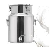 Bidon à Lait Robuste en Acier Inoxydable 304 avec Robinet et Couvercle, Distributeur de Boissons et Carafe à Eau Portable, Seau de Stockage de liquides hermétique vin, Huile (11L/2.91Gal)