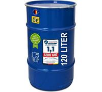 Bidon en acier de 120 litres avec couvercle | Adapté au contact alimentaire | Seau en métal, poubelle, récipient, bac | Stable, empilable lorsqu'il est plein | Qualité industrielle supérieure