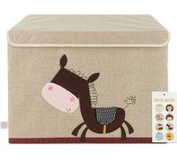 Bieco Boîte de rangement âne - Boîte de rangement avec couvercle Tissu Enfants Caisse pour jouets Étagère chambre d'enfant Caisse pour jouets avec couvercle Boîte de rangement pour jouets Enfants Coff