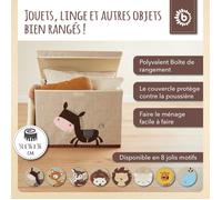 Bieco Boîte de rangement âne - Boîte de rangement avec couvercle Tissu Enfants Caisse pour jouets Étagère chambre d'enfant Caisse pour jouets avec couvercle Boîte de rangement pour jouets Enfants Coff