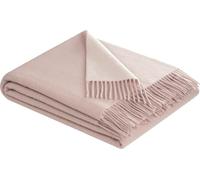 biederlack plaid laine vierge/cachemire rose-écru dimensions 150 x 200 cm