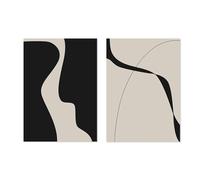 BIEMBI Ligne abstraite impressions géométriques noir Beige moderne toile peinture mur Art photos salon intérieur décor à la maison affiche 70x100 cm x 2 sans cadre