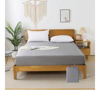 bienDo Drap Housse 90x200, 35CM Grand Bonnet pour Matelas Epais, en Bambou-Soie Végétale, 1 Personne, Gris, Linge de Lit Soyeux, Rafraîchissant et Hypoallergénique