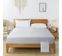 bienDo Drap Housse 90x200, Bambou-Soie Végétale, pour Enfant, Gris Clair, Grand Bonnet 35CM pour Matelas Épais, Rafraîchissant, Doux et Soyeux