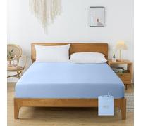 bienDo Drap-Housse 90x200cm, 35CM Grand Bonnet pour Matelas Epais, en Bambou-Soie Végétale, 1 Personne pour Enfant, Bleu, Literie Doux, Soyeux et Comfortable