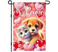 Bienvenue Chiot Chaton Amour Art Drapeau 30X45Cm Drapeaux Double Face Durable Drapeau De Cour Pour Dortoirs Toutes Les Saisons Porte