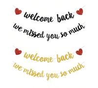 Bienvenue de retour, vous nous avez manqué ! Bannière de bienvenue scintillante, décoration de rentrée scolaire, décoration de salle de ournitures pour la fête du premier jour d'école pour le