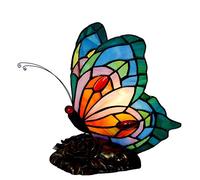 Bieye L30040 9 pouces Papillon Lampe de table latérale en verre teinté de Tiffany style