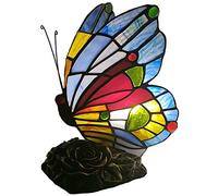 Bieye L30042US 8 pouces Papillon Style Tiffany Vitrail Accent Lampe De Table Veilleuse pour Chambre À Coucher Salon Table Basse
