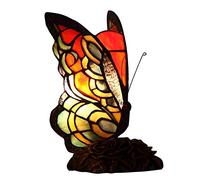 Bieye L30525 Butterfly Style Tiffany Stained Glass Accent Lampe de table Veilleuse pour le salon de la chambre à coucher au chevet, 9 pouces de hauteur