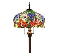 Bieye L30574 Lampadaire en vitrail style Tiffany glycine et rose avec abat-jour de 40,6 cm de large, 160 cm de haut