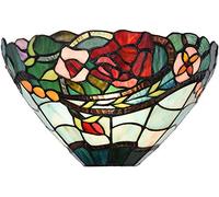 Bieye L30735 Applique murale en vitrail de style Tiffany à fleurs roses, 12 pouces de large
