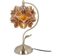 Bieye Lampe de table en vitrail style Tiffany avec pétales de fleurs et base en laiton pour la décoration intérieure (Rose, Lys rose de 8 pouces)