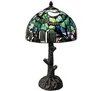 Bieye Lampe de table en vitrail style Tiffany L10971 - Scène de cimetière gothique avec chauves-souris, pleine lune et pierre tombale (bleu foncé, 30 x 53 cm)