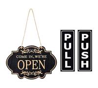 BIFHIG 1 Morceau De Logo De Magasin De Commutateur, 1 Morceau D'Autocollant De Porte Coulissante, Panneau D'Ouverture De Magasin, Pendentif De Fleur Rétro, Logo De Porte Créatif, Restaurants.