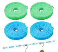 BIFHIG 4 Rouleaux De Corde À Linge D'Extérieur, Corde À Linge Antidérapante Et Coupe-Vent, Corde De Couette À Séchage sans Perforation, Capacité De Charge Durable Et Solide (Bleu, Vert).