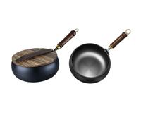 Big Belly Faitout en fer forgé à la main Noir 265 cm | Grande casserole en fer forgé à la main de 265 cm, pour sauter et mijoter, wok en métal non revêtu