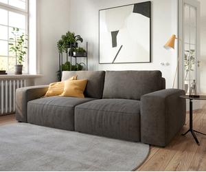 Big canapé Lanzo 230x95 cm microfibre brun kaki