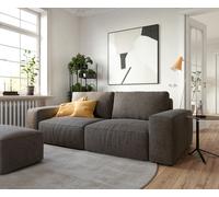 Big canapé Lanzo 230x95 cm microfibre brun kaki avec pouf