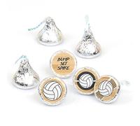 Big Dot of Happiness Bump, Set, Spike - Volleyball - Baby Shower or Birthday Round Candy Stickers Favors - Étiquettes pour bonbons au chocolat (1 feuille de 108)
