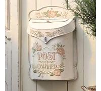 BIG FORTUNE Boîte aux lettres vintage - Support mural extérieur - Style antique - Breloque nostalgique - Décoration d'intérieur en métal - Décoration de jardin - Motif floral