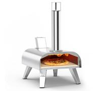 BIG HORN OUTDOORS Four à pizza à granulés de bois de 30,5 cm - Four à pizza au feu de bois - Portable - En acier inoxydable - Pour fête - Argenté
