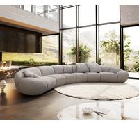 Big sofa Lunna 470x210 cm tissu bouclé taupe 3 coussins