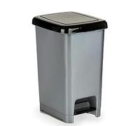BigBuy Home Poubelle à pédale noire et grise en plastique 25 l (37 x 47 x 26,9 cm) (8 unités)