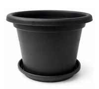 BigDean Ø 35 cm - Pot de fleurs avec soucoupe rond - Anthracite | Pot de fleurs résistant aux intempéries - Fabriqué en Europe