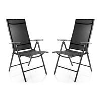 BigDean 2 x chaises de jardin 120 kg Chaise de balcon Chaise de jardin - chaise pliante avec dossier réglable en 7 positions chaise de camping de haute qualité balcon