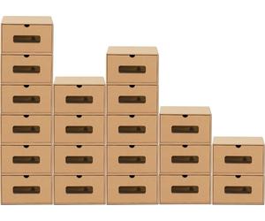 BigDean 20 pièces Boîte de rangement avec fenêtre Empilable Rangement pour chaussures Storage Box Boîte à chaussures Boîte à chaussures Boîte à usage général Tiroir