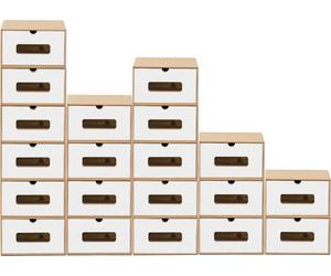 BigDean 20x Rangement pour chaussures MARRON/BLANC avec fenêtre de visualisation Boîte de rangement empilable Boîte à chaussures Boîte à chaussures Boîte à usage général