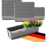 BigDean 24 pièces de jardinières pour palettes - Insert - avec système de suspension à accrocher - 37cm gris béton - Jardinière pour Europalette Balconnière