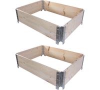 BigDean 2X Cadre en palettes pour potager surélevé 80 x 60 x 20 cm = demi-palette Europe - Cadre en bois pliable, emboîtable et empilable - idéal pour les plantes et les fleurs