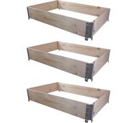 BigDean 3X Cadre de palette surélevé 120x80x20cm grand - cadre en bois pliable, emboîtable & empilable - idéal pour plantes, fleurs, fruits, légumes & herbes aromatiques