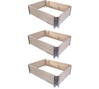 BigDean 3X Cadres de Palette pour Jardinière Surélevée 80 x 60 x 20 cm = demi-palette Europalette - Cadres en bois pliables, à emboîter et à empiler - Idéal pour les plantes, les fleurs, les fruits
