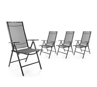 BigDean 4 pièces chaises de jardin gris foncé chargeable 120 kg - chaises de balcon chaise de jardin - chaise pliante avec dossier réglable en 7 positions - chaise de camping