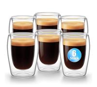 BigDean 6 verres à expresso à double paroi de 80 ml de qualité | Lot de tasses à expresso modernes de qualité supérieure dans un emballage cadeau